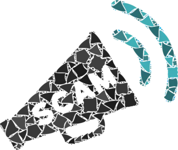 megaphone with scam written on it qnet scam notice